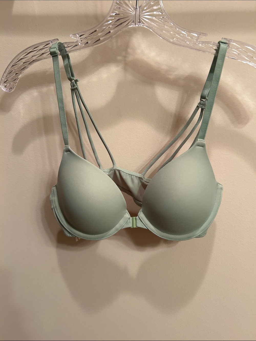 PINK Victoria's Secret Light Sage Strappy Front-Closure Push-Up Bra